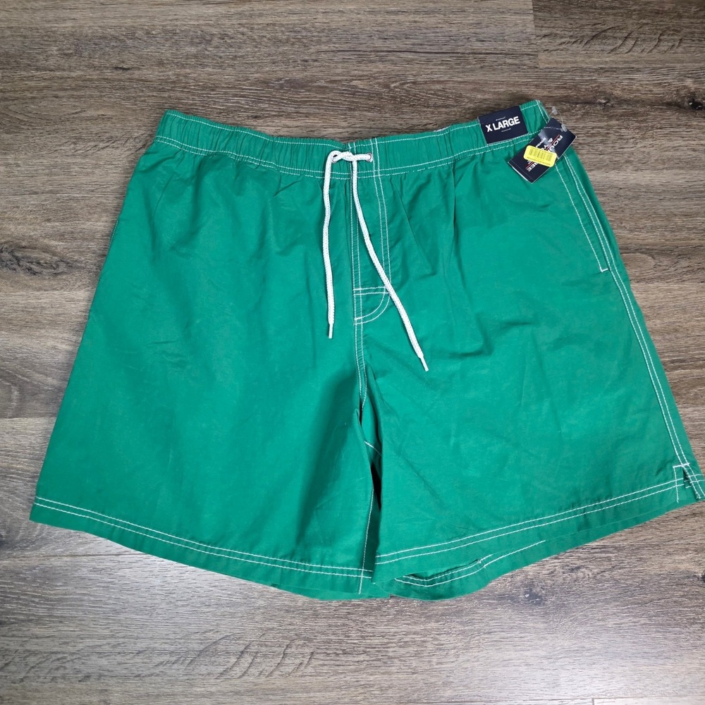 Roundtree & Yorke Mens XL Swim Trunks Green Contrast Stitch Board Shorts NEW‎